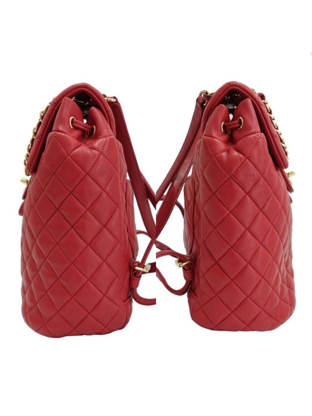 Chanel Quilted Backpack Rucksack Lambskin Leather Red Series - Picture 3 of 9